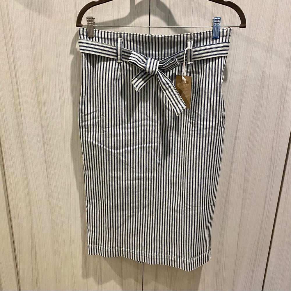 NWT JCrew railroad stripe denim pencil skirt